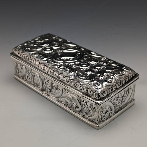 1896 British antique sterling silver box 160g George Nathan
